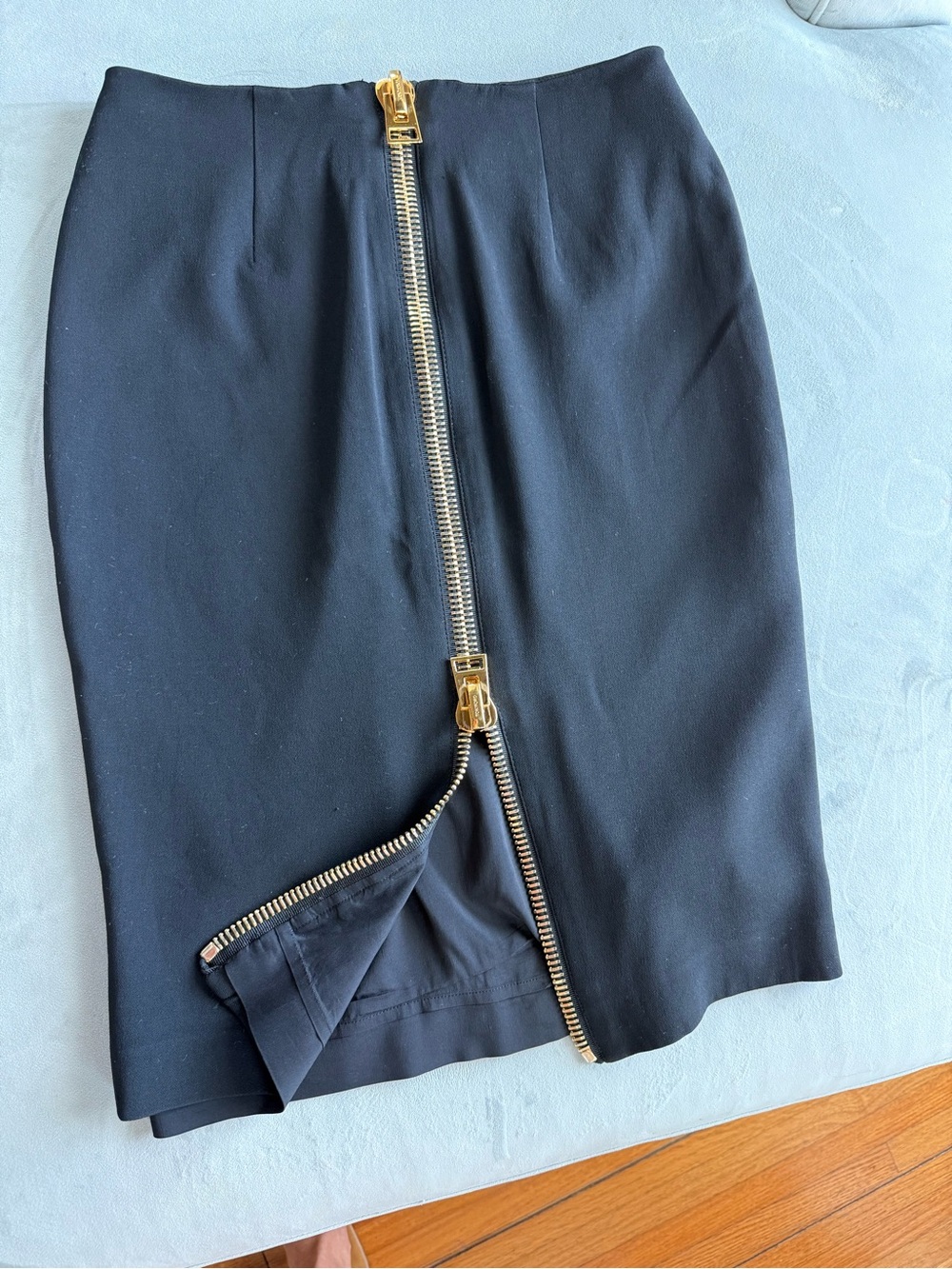 Tom Ford Black Pencil Skirt with Gold Double Zipper